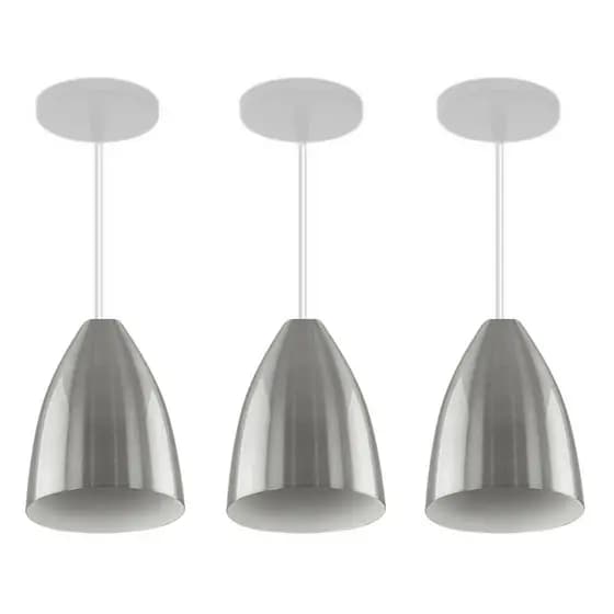 Kit 3 Pendente Vegas Lustres Escovado com a Textura Branco