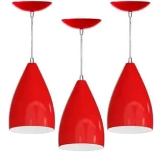 Pendente Kit 3 Bala luminárias Vegas Vermelho e Branco Decoração Sala,Cozinha,Balcao ENVIO MESMO DIA