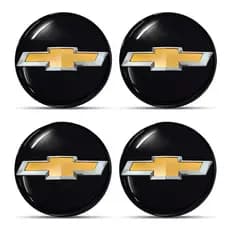 EMBLEMA CALOTA RESINADO GM CHEVROLET DOURADO 48MM 4 UNIDADES
