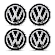 EMBLEMA CALOTA RESINADO VW VOLKSWAGEN PRETO 48MM 4 UNIDADES