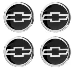 EMBLEMA CALOTA RESINADO GM CHEVROLET PRETO 48MM 4 UNIDADES
