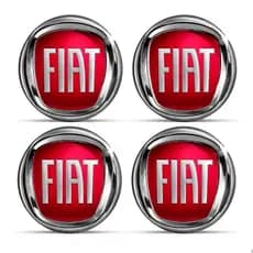 EMBLEMA CALOTA RESINADO FIAT VERMELHO 48MM 4 UNIDADES