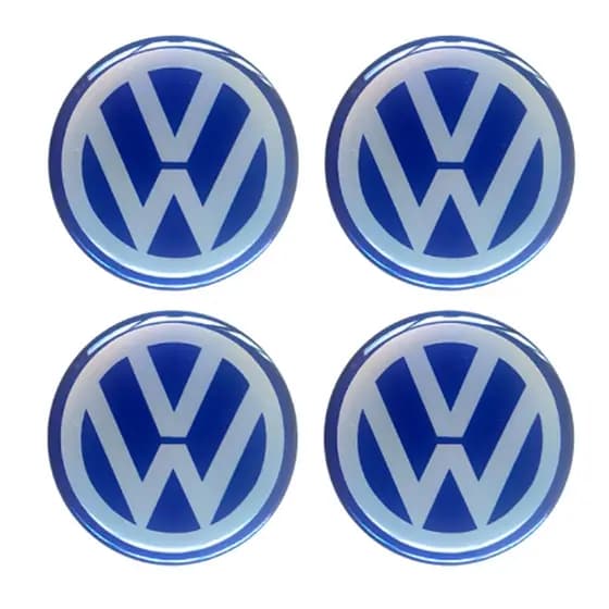 EMBLEMA CALOTA RESINADO VW VOLKSWAGEN AZUL 48MM 4 UNIDADES