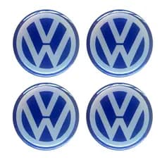 EMBLEMA CALOTA RESINADO VW VOLKSWAGEN AZUL 48MM 4 UNIDADES