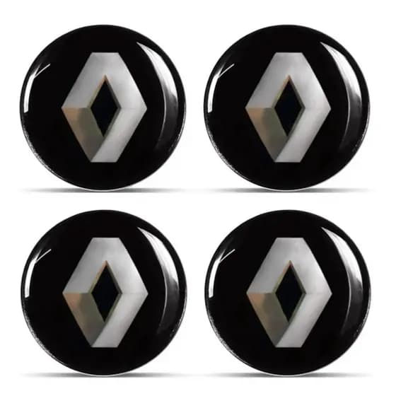 EMBLEMA CALOTA RESINADO RENAULT PRETO 48MM 4 UNIDADES