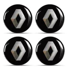 EMBLEMA CALOTA RESINADO RENAULT PRETO 48MM 4 UNIDADES