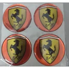 EMBLEMA CALOTA RESINADO FERRARI VERMELHO 48MM 4 UNIDADES