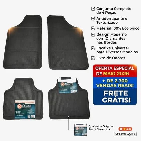 Jogo Tapete Carro Automotivo UNIVERSAL Antiderrapante Lavável em PVC