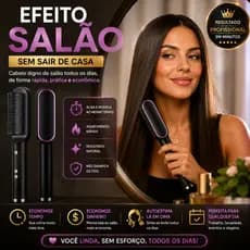 Escova Alisadora Elétrica Bivolt 5 em 1 - Alisa, Hidrata, Modela, Alinha e Anti-Frizz | Sortida