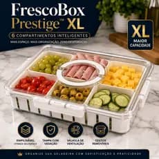 Petisqueira com Tampa 6 Divisórias Organizador Multiuso Caixa Organizadora Transparente para Geladeira Frios Frutas Legu