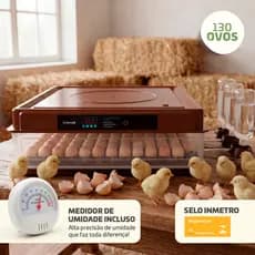 Chocadeira Automática Bivolt INMETRO Modelo 72 ou 130 Ovos Ovoscópio Profissional Beltempo
