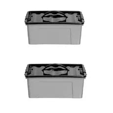 Kit com 2 Caixa Container cinza 12.4 litros Plasnew
