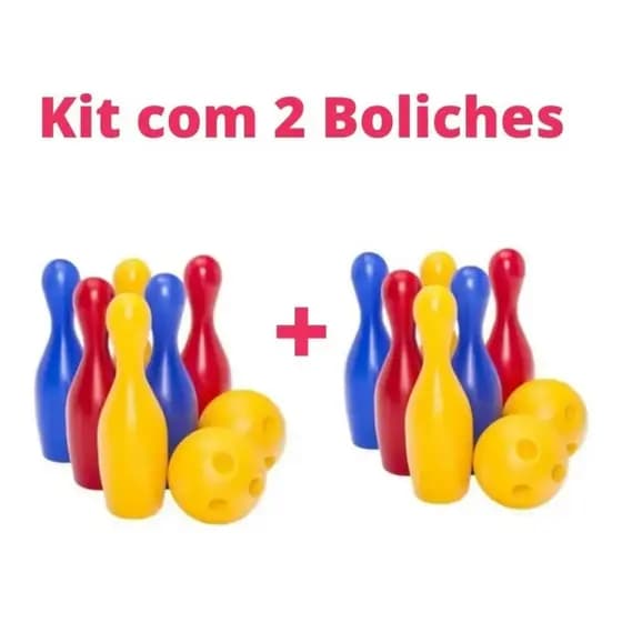 Kit Com 2 Jogo De Boliche Infantil 6 Pinos E 2 Bolas Cardoso