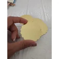 kit de aplique escalope em papel lamicote dourado para lembrancinha- Tag dourada- scrap