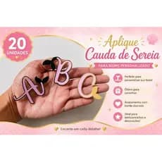 kit 20 Aplique letras de Cauda de Sereia para Nome Personalizado | Decoração Festa Infantil
