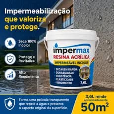 Impermax Resina Acrílica 3,6L Impermeabilizante e Revitalizadora para Telha, Parede, Tijolo, Madeira