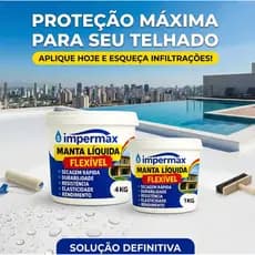 Impermeabilizante Manta Líquida branca para Lajes Telhados e Paredes  Proteção chuva Fácil de usar