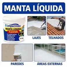 super manta liquida 12KG Branca ideal para lajes telhados e rachaduras Fácil de Aplicar