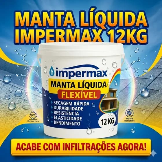 Super Manta Líquida 12kg Impermax Impermeabilizante Laje Telhado Parede Calha Alta Resistência