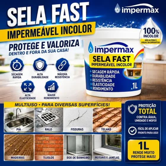 Selante invisível liquido Sela Fast 100% Transparente  Para Pia Ralo Box Banheiro Fissuras- Impermax