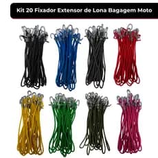 Kit 20 Extensores Elásticos de Lona Bagagem Moto Caminhão | Alta Resistência e Diversas Cores