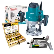 Tupia De Coluna Makita Mt M3600b 1650w 12mm + kit 12 fresas