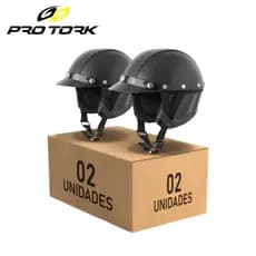 Kit 2 Capacetes Pro Tork Coquinho Couro Custom Moto Scooter Bike Elétrica