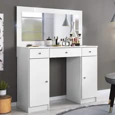 Penteadeira Camarim com Espelho e LED 3 Gavetas 2 Portas Carisma Branco Branco