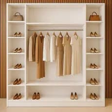 Armário Closet Modular 12 Prateleiras em Colméia e Arara Cabideiro Ana Branco