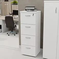 Gaveteiro Arquivo Escritório 4 Gavetas Pasta Suspensa Branco Branco