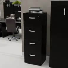 Gaveteiro Arquivo Escritório 4 Gavetas Pasta Suspensa Preto Preto