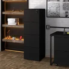 Gaveteiro Arquivo 4 Gavetas para Pastas Suspensas KUAQ40 Kuadra Yescasa Preto/Ônix Preto Onix