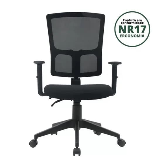 Cadeira Escritório Diretor Ergonômica NR17 Tela Mesh Londres Preto Cadeira Diretor
