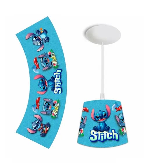 PENDENTE LUMINARIA DE TETO INFANTIL BEBE- STITCH AZUL