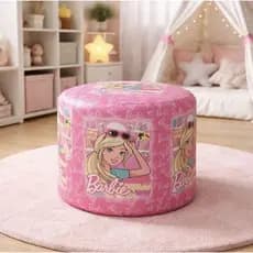 LANÇAMENTO !!! PUFF BANQUINHO BANQUETA DECORATIVO REDONDO INFANTIL BARBIE OCULOS QUARTO BEBE