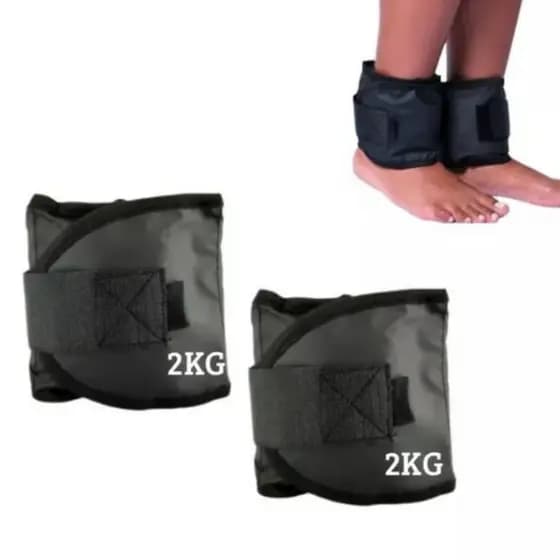 Par de Caneleiras de Peso 2kg Preto  + Velcro interno -Treino, Fisioterapia e Exercícios