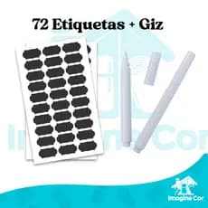 72 Etiquetas Lousa Apagável 6cm x 3,5cm + CANETA GIZ LIQUIDA
