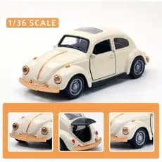 Carro de Ferro Fusca Miniatura Carrinho de Metal Ferro Colecionador, Abre Portas e Porta Malas