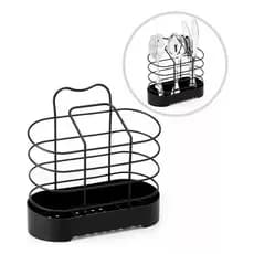 Porta Talheres Escorredor De Pia Preto Belize Black Suporte-2548