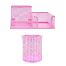 Kit Organizador De Mesa e Porta Caneta Lápis Aramado Metal Porta Treco Telado
