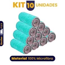 Kit 10 Refil Mop Spray Microfibra Esfregão Rodo Mágico Lava e Seca Kits 2 / 4 /  6 Unidades