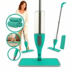 Mop Spray Esfregão Giratório Rodo Prático Com Reservatório 500ML Kit Com 3 e 5 Refis Microfibra