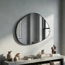 Espelho Decorativo Orgânico 60x80 com Moldura em Borda de Couro Ecológico com Costura Mod - Nuvem