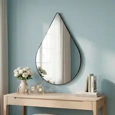 Espelho Decorativo de Parede GOTA em Couro Ecológico 50x70cm - Casa Domo