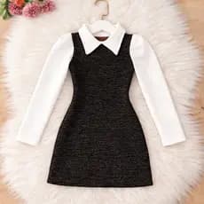Vestido infantil Manga longa de menina /vestidinho Feminina infantil outono inverno frio 4-12 anos