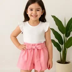 Conjunto infantil Blusa - short alfaiataria infantil menina / moda verão infantil