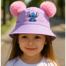 Chapéu infantil menina Stitch com pompom Infantil Tamanho INFANTIL E ADULTO