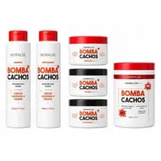 Kit Bomba Cachos Completo - 6 itens - Shamp + Cond + Cronograma + Creme de Pentear
