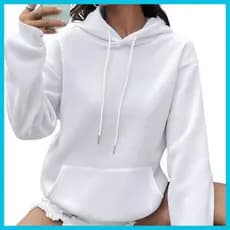 Blusa De Frio Feminino Moletom Com Capuz Canguru Fechado Unissex Liso Casaco Algodão Flanelado Sem Estampa Inverno