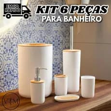 Kit Banheiro 6 Peças Branco – Organização e Higiene para Uso Doméstico, Casa, Apartamento e Escritório